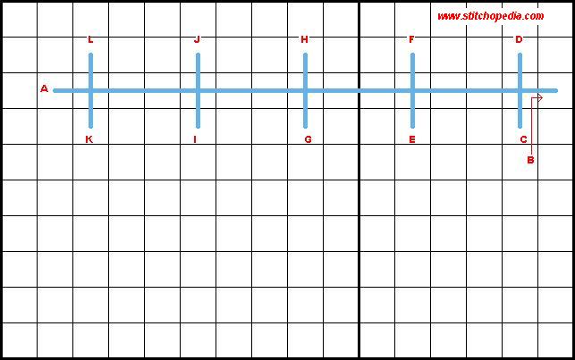 Bkhara Couching Stitch: Diagonal Variation - Diagram 1