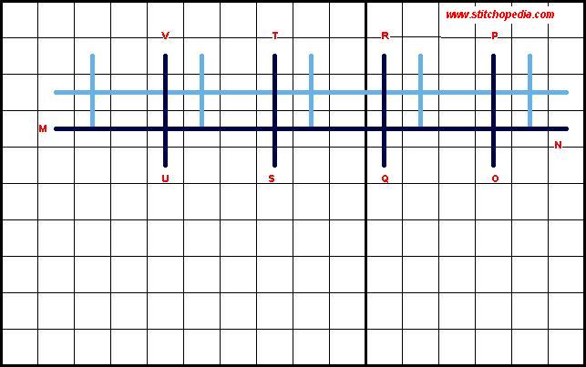 Bkhara Couching Stitch: Diagonal Variation - Diagram 2