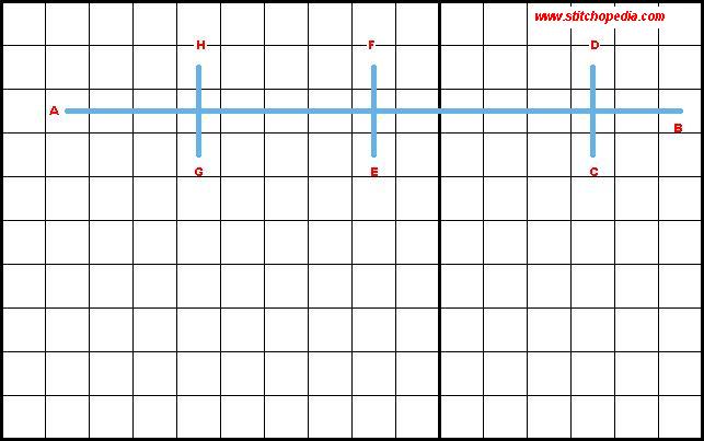 Bokhara Couching Stitch - Staggered Diagram 1