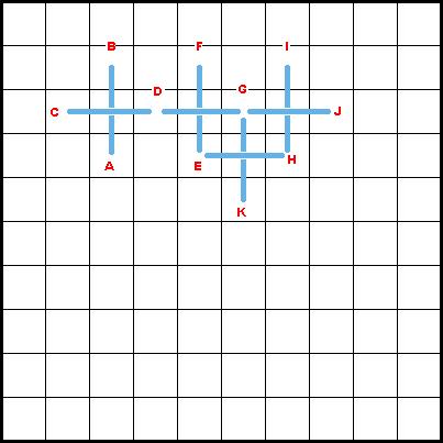 Upright Cross Stitch Diagram 1 (Horizontal Method)